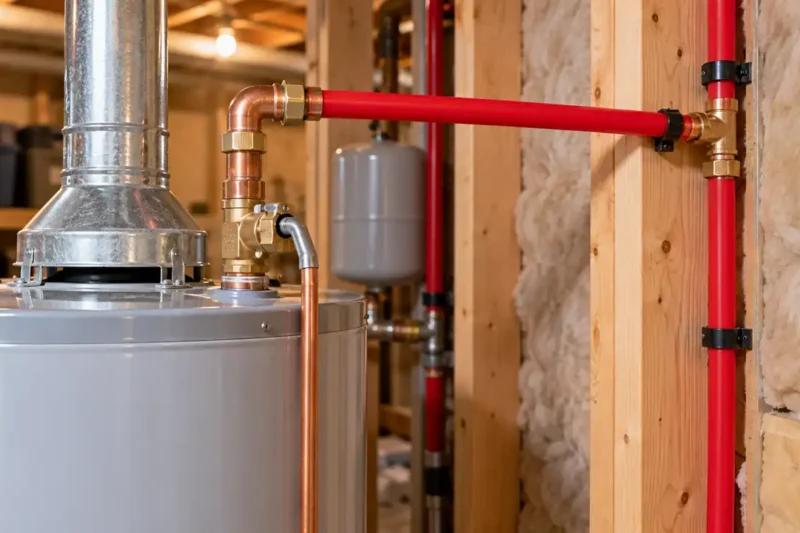 Can You Use PEX for Hot Water illustrated in a realistic home plumbing scene.