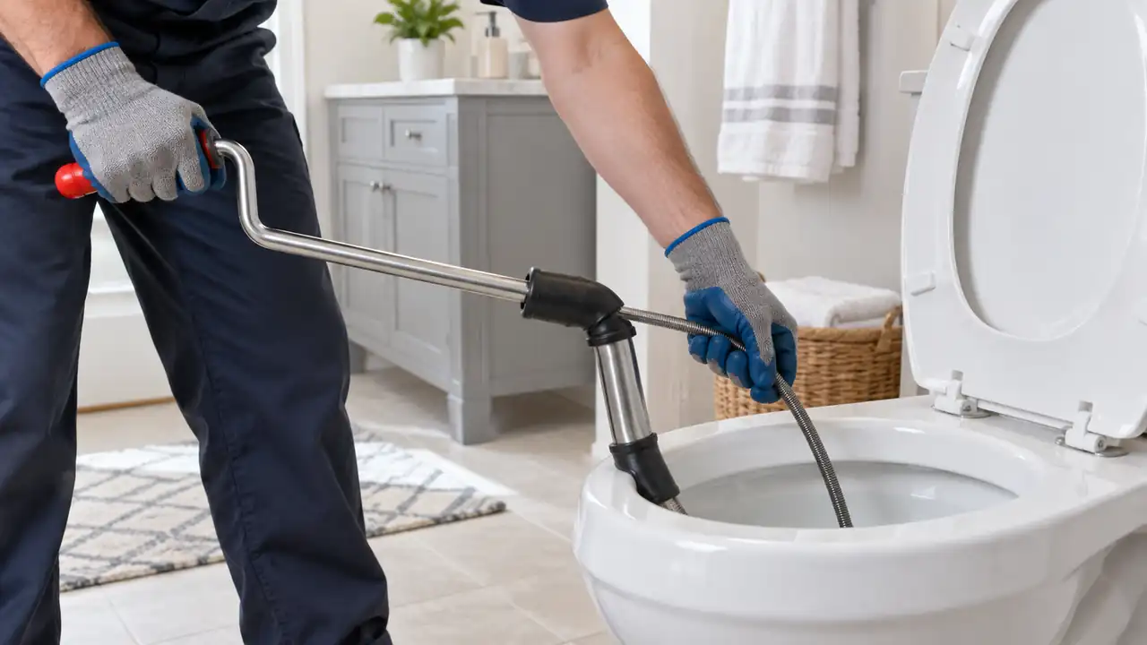 Toilet Augers shown in a residential plumbing installation.