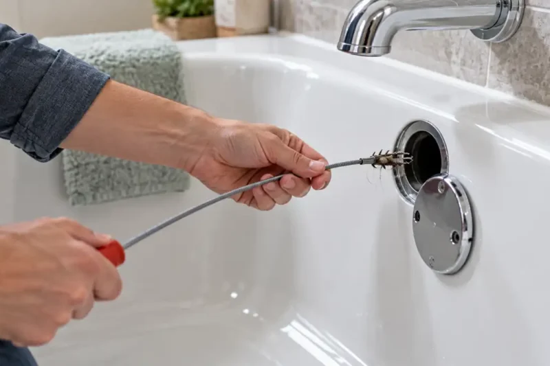 Drain Snakes for Bathtubs shown in a residential plumbing installation.