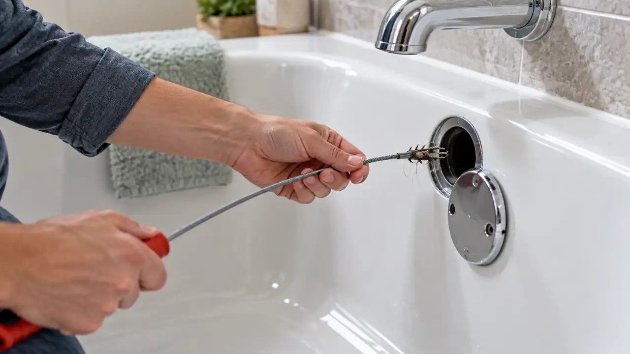 Drain Snakes for Bathtubs shown in a residential plumbing installation.